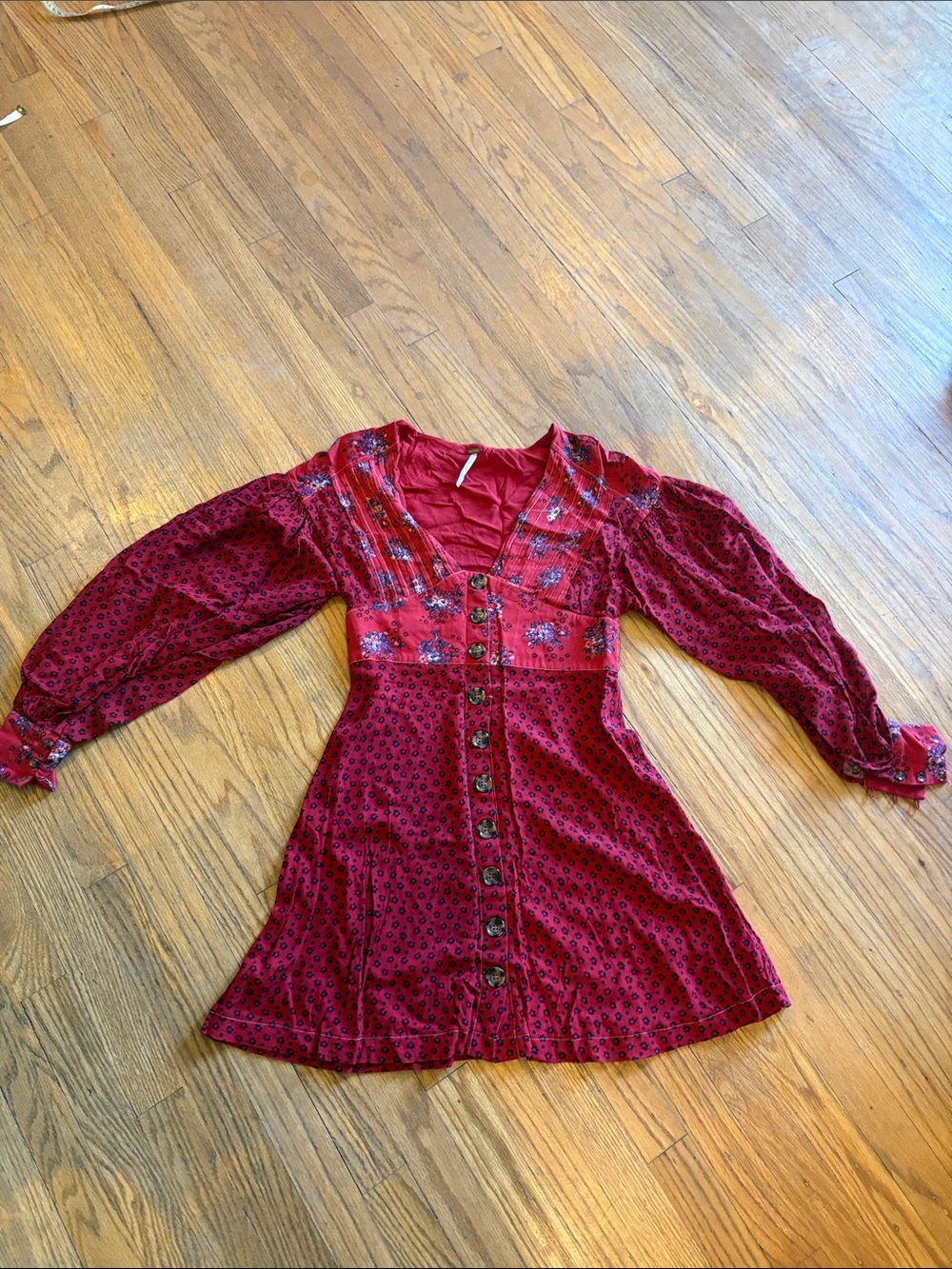 Free People Burgundy Button-Front Boho Girls' Dress